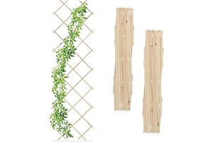 Relaxdays Rankgitter ausziehbar, 3er Set, 180x60 cm, Holz, Wandmontage, Rankhilfe Kletterpflanzen, Holzgitter, Natur