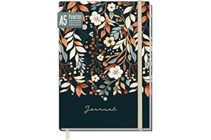 HÄFFT paper&you® dotted Journal A5 con banda elástica "Pretty Flowers" 156 páginas, cuaderno de notas con puntos, diario - sostenible & respetuoso con el clima