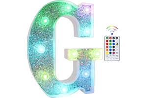 Tosakey Light Up Letters, LED Lights Sign 18 Color Changing 26 Alphabet Glitter Shiny Letter Lights Gifts for Girls Women Birthday Christmas Bedroom Party Wedding Decoration(G)