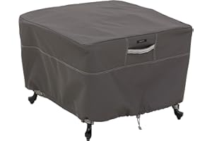 ‎CLASSIC ACCESSORIES Classic Accessories Ravenna Garden Abdeckung für quadratische Gartenhocker und Beistelltische, Dunkles Taupe/Grau/Espresso (66 cm, Large)