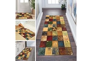 QQrunner Teppichläufer rutschfest Läufer Flur 120x500cm Küchenteppich Vintage Bunt Waschbar Meterware Schlafzimmer Korridor Teppich Lang, Länge Anpassbare, 60/70/ 80/90/ 100/110/ 120cm Breit