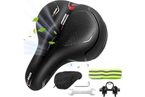 LUZOON Sella per bicicletta in gel ergonomica, con copertura impermeabile, traspirante, per uomo e donna, comoda