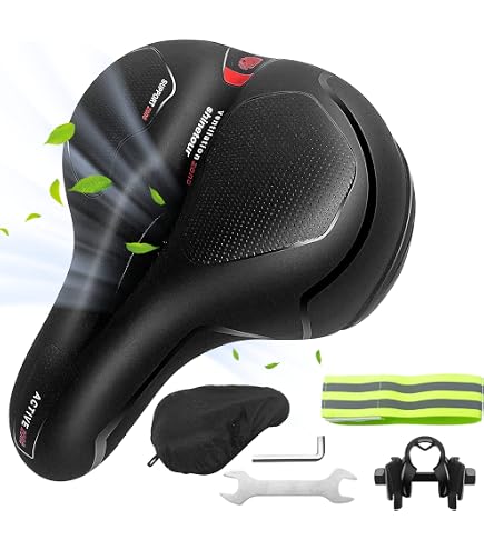 Sella Bici Morbida In Gel Con Sospensioni – Larga 28x27 Cm, Traspirante, Ergonomica, Per MTB, City Bike, Ebike E Cyclette, Adatta A Uomo E Donna