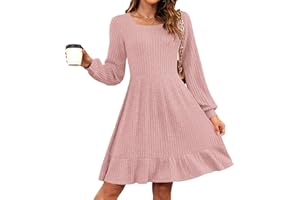 AUSELILY Damen Strickkleid Herbst Pulloverkleid