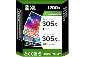 RUDGUZ 305XL Cartouche 305 Remplacement pour HP 305 XL, Cartouche pour HP Deskjet 2700e 2720e 2710e 2723e Plus 4120e 4220e Envy 6032e 6020e 6030e 6700e (Cartouche Encre 305 Noir et 305 XL Couleur)