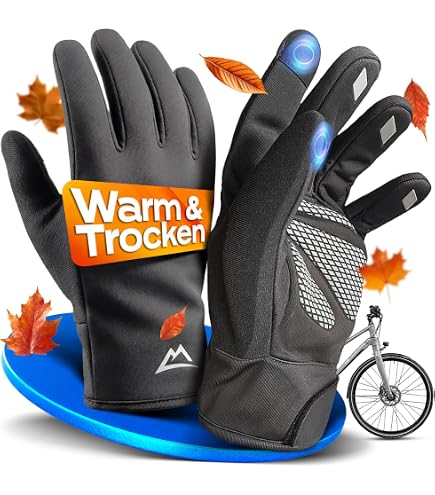 Alpensattel® Polartherm Fahrradhandschuhe [100% Wind - & WASSERDICHT] - Winterhandschuhe für Männer & Frauen bis -10 Grad