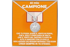 BRAMART Collana Uomo Ragazzo Sportivo Basket Calcio Idee Regali per lui Bambino Sport Cindolo di Calcio Basket - Cofanetto con DEDICA incluso