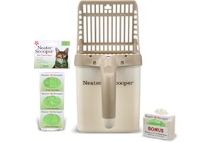 Neater Pet Brands - Neater Scooper Cat Litter Scoop and 60 Count Refill Bag Bundle - Cat Litter Sifter Poop Scoop System with Extra Waste Bags, Tan