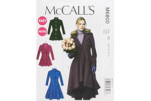 McCall's Patterns M6800 A5 6 - 8 - 10 - 12 - 14 Misses' - Miss Petite Lined Coats, Belt and Detachable Collar and Hood, Pack of 1, White