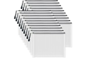 ‎COWORK-UP COWORK-UP 20 Stück Dokumententasche A5 mit Reißverschluss, Mesh Reißverschlusstasche Wasserdichte Kunststoff Zip Beutel Datei Taschen für Büro, Schule, Zuhause, Reisezubehör Aufbewahrung