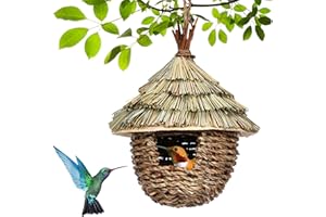 RICHOLYN Casetta Per Uccelli,Nido Per Uccelli Da Appendere,Nido Di Colibrì Paglia Intrecciato A Mano Naturale,Voliera Da Esterno In Erba Per Piccoli Uccellini,passeri E Colibrì,1519cm