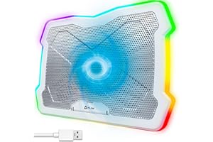 KLIM Ultimate Bianca - Base Refrigeradora Portatil RGB - 11" a 17" - Refrigerador Portátil Gaming - Nueva - Ventilador USB - Estable y silenciosa - Compatible con Mac PS4 PS5