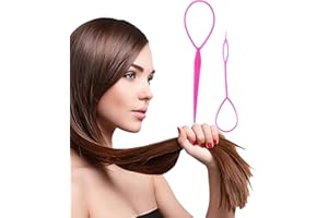 WOO GIRL Set di 2 accessori per acconciature, chignon o topsytail in pochi secondi, con video tutorial (Magenta)