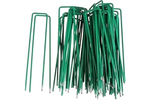 MOENDERGO 50 Clavijas de Jardín, 6 Pulgadas U Clavijas de Seguridad Pins, Grapas de Acero Galvanizado, Estacas de Tierra para Asegurar la Tela de Malezas