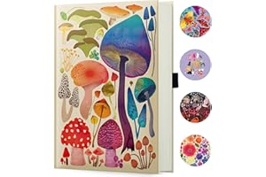 Elena Essex Carnet ligné pour homme et femme / 160 pages / papier épais de 160 g/m² / carnet de notes A5 pour le travail et la prise de notes / journal d'écriture – Champignons