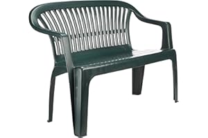 IPAE-PROGARDEN Stapelbare Außenbank Monobloc, Made in Italy, 114x55x82 cm, Farbe Grün