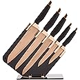 Tower T81532RD Kitchen Knife Set with Acrylic Knife Block, Damascus Effect, Stainless Steel Blades, Rose Gold and Black, 5 Pi