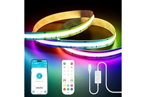 PAUTIX USB RGB Smart IC COB LED Streifen 3m 5V,1800LEDs Pixel Adressierbares Farbwechselnde RGB LED Band,Funktioniert für Alexa/Google Assistant,RF Fernbedienung für TV Weihnachtsfeier DIY Dekoration
