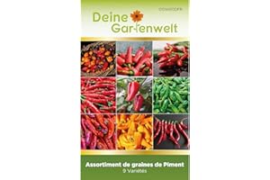 DEINE GARTENWELT Lot de 9 Sachets de Graines de Piments à Planter | Potager extérieur, balcon, intérieur | Habanero, serrano, tabasco pelita, lombardo, jalapeno, padron, anaheim, hungarian yellow hot wax, cayenne