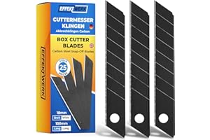 EFFEKTWERK 60x Ostrza do Noży Tnących - 18mm Lamana Stal Węglowa - Ostrza Wymienne do Noży Tnących - Ostrza do Noży do Dywanów - Czarne