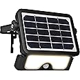 Luceco Solar Powered LED Outdoor Floodlight with PIR Motion Sensor, Security Light, Exterior Lighting, Angular Design, Adjustable, Guardian, Black, IP65, 5W, 550lm, 4000K, LEXSF6B40
