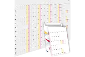 PACKLIST Roczny planer ścienny 2025 - roczny kalendarz 2025 duży plakat DIN A1 84 x 60 cm - roczny planer ścienny do wzmocnienia organizacji rodziny, nauki i pracy