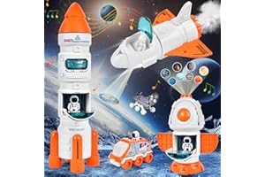 Herefun Space Rocket Set with Lights & Sounds, Astronauts, Planet Projection Lamp, Rover Car, Space Toys for Boys & Girls