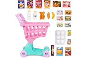 Battat - Journée de Shopping Chariot d'épicerie - Chariot de supermarché et Nourriture pour Enfants - Aliments pour Jouets - Jouet de Cuisine pour Tout-Petits et Enfants - Jouet d'éveil - 2 Ans et +