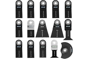 Combo de 15 hojas de sierra oscilante Antler AB15CBC para madera y metal, compatibles con sierras Fein Multimaster, Bosch, Makita, Milwaukee