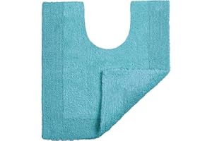 ALLURE BATH FASHIONS Allure Heavyweight Reversible Pedestal Toilet Mat, 100% Cotton, Super soft, Washable, Large Size 55cm x 55cm (Turquoise)