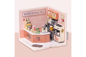 Rolife DIY Casa en Miniatura Super Store Casa de Muñecas Modelo de Construcción Cosplay Regalos de Cumpleaños y Navidad Kits de Artesanía para Adultos (Double Joy Bubble Tea)