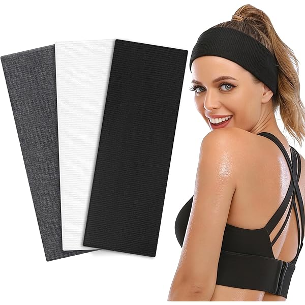 Cosmeria Haarband voor dames met strepen, zachte en comfortabele sporthoofdband van polyester en spandex, perfect voor yoga, hardlopen en dagelijks leven