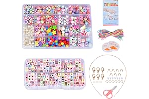 Queta 1150 Piezas Juego de Cuentas de Bricolaje Joyas Creativa de Bricolaje Hacer Pulseras, Collares Para Niñas Joyas Hechas a Mano Juguetes Educativos (Dos Cajas 34 Compartimentos)﻿