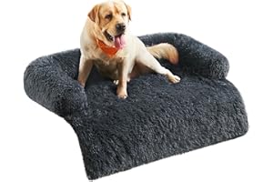 Feandrea FluffyHug Panier pour Chien, Tissu Peluche, Tapis, Couverture de Protection pour Canapé, Taille XXL, pour Chiens de Grande Taille, 122 x 95 x 18 cm, Gris Foncé PGW224G02