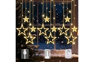 Arespark 126 LED Cortina de Luces, 3.5M Estrellas Luces de Navidad Pilas/USB, 8 Modos Guirnaldas Luz, IP44 Interior Exterior Decoracion Navidad para Balcón, Ventana, Pared, Escaparate, Boda