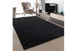 SANAT Dywan do salonu, czarny, z wysokim runem, nowoczesny, wymiary: 120 x 170 cm