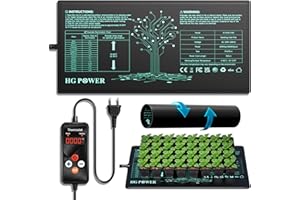 HG Power Heizmatte mit Thermostat - Heizmatte Pflanzen Wärmematte für Zimmergewächshaus, Gewächshaus Heizmatte mit Temperaturregler für Growzelt Growbox Grow Zubehör Terrarium 53 cm x 25 cm, 55Watt