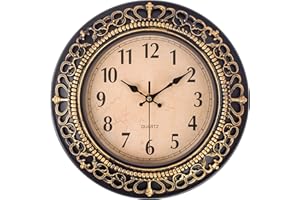 ‎SKYNATURE Wanduhr Vintage, 30cm Retro Wohnzimmer Wanduhr mit Arabisch Ziffern, Leise Ohne Tickgeräusche Batteriebetriebene Kleine Analog Wanduhr, Dekor Wanduhr für Küche/Schlafzimmer/Esszimmer - Bronze-Gold