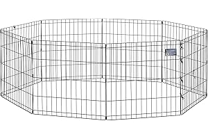 MidWest Homes for Pets - Parque de ejercicio y juego para perros y mascotas, metálico, plegable, sin puerta, estacas de anclaje, ofrece 1,5 m de espacio para jugar, 61 cm de altura, E-coat negro