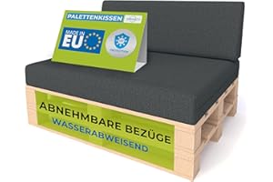 ‎PILLOWS24 Pillows24 - Palettenkissen 2-teiliges Set | Palettenauflage für Palettensofa | Rückenkissen & Sitzkissen für Europaletten | Palettenmöbel für Indoor & Outdoor mit UV-beständig | Made in EU | Graphit