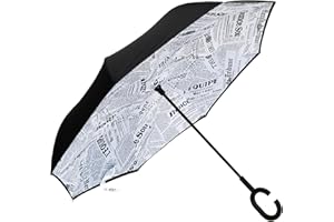 Braty Decorations Seitenverkehrter Stockschirm, Innovativer Regenschirm, Doppelschichtiger Regenschirm, Umgekehrter Regenschirm, Regenschirm mit C-förmigem Griff