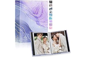 Lanpn Fotoalbum 10x15 cm 50 2 Packungen, Klein Mini Leder Hardcover Einstecken Einsteckalbum für Hochformat Fotos Bilder Violettes Gold