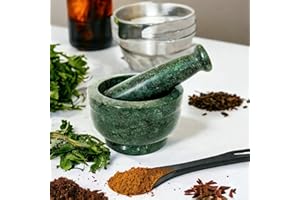 Saudeep India Green Marble Granite Imam Dasta, Mortar and Pestle Set, Ohkli Musal, Kundi, Kharal or khalbatta or Mixer and Grinder Set for Kitchen (Green, 4x3 Inchs)