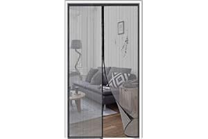 ORUMRUD Mosquitera Puerta Magnetica 80x240cm, Cortina Antimoscas de Malla Antimosquitos con Iman,Cierre automático, No Requiere Herramientas, Fácil de Instalar, Rayas Negras