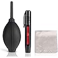 Set for camera cleaning: Compressed Dust Air Blower Bellows - 2 in 1 Lens Pen - Microfiber cloth. Also suitable for laptops, smartphones, keyboards, eyeglasses etc.