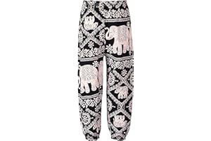 YiZYiF Mädchen Hose Lang Haremshose Hippie Boho Blumenmuster Pumphose Aladinhose Kinder Sommerhosen Pants mit Taschen Gr.98-152