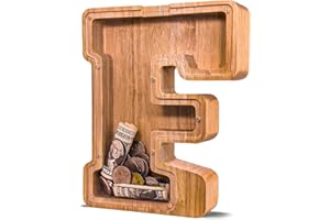 JOOMLAFLY Wooden Letter Piggy Bank for Kids - Personalized Initial Coin Bank for Boys and Girls