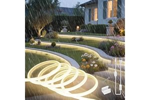 ‎SUCIKORIO SUCIKORIO 2 Metrów Neonowy Pasek LED, Silikon COB Okrągłe Paski LED Zewnętrzne Wodoodporne IP65 20m światła LED Sypialnia 220V Naturalna Biel 4000K Możliwość Przycięcia 120 Diod LED/m zÓ