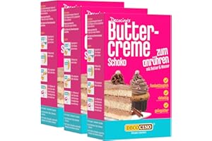 Decocino Schoko Buttercreme Fertigmischung (3x250g) - fertige Buttercreme Mischung im Schoko Geschmack, ideal für Torten, Kuchen und Cup Cakes, Topping, Motivtorten, Frankfurter Kranz, Geburstag