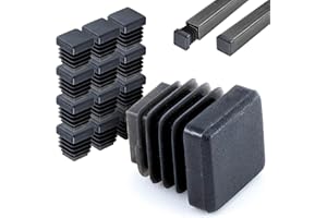 EPIEZA 12 Piezas de Tapas Conteras de Interior Color Negro Cuadradas. Protector Patas Sillas, Tacos, etc (❏ Interior 18-18 Interior Tubo 13-16mm)